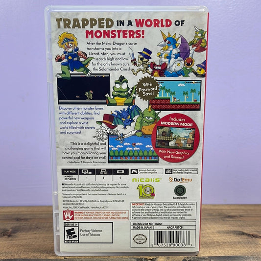 NINTENDO SWITCH - WONDER BOY: THE DRAGON'S TRAP Retrograde Collectibles CIB, E10 Rated, Fantasy, Lizard Cube, Nicalis, Nintendo, Nintendo Switch, Platformer, Remake, Switch Preowned Video Game