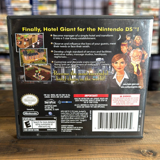 Nintendo DS - Hotel Giant DS Retrograde Collectibles CIB, DS, E Rated, Enlight Software, Hotel, Nintendo DS, Simulation, SouthPeak Games, Tycoon Preowned Video Game