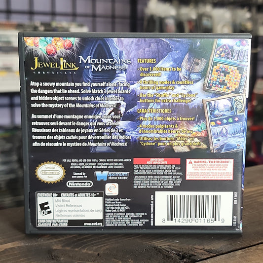 Nintendo DS - Jewel Link Chronicles: Mountains of Madness Retrograde Collectibles Avanquest Software, CIB, DS, E10 Rated, Lovecraftian, Maximum Family Games, Nintendo DS, Puzzle Preowned Video Game 
