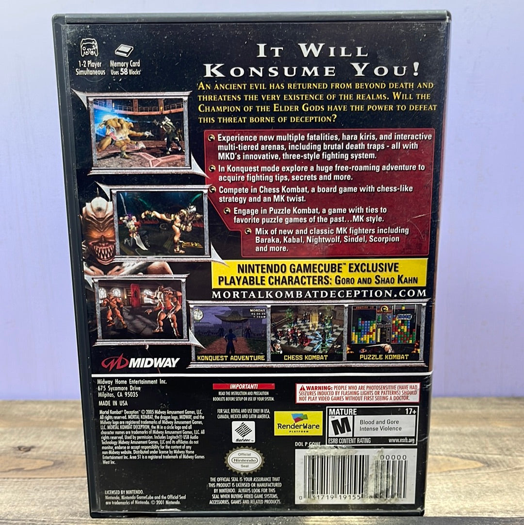 Nintendo Gamecube - Mortal Kombat Deception Retrograde Collectibles Action, Fighting, Fighting Game, Gamecube, M Rated, Midway Home Entertainment, Mortal Kombat, Ninten Preowned Video Game