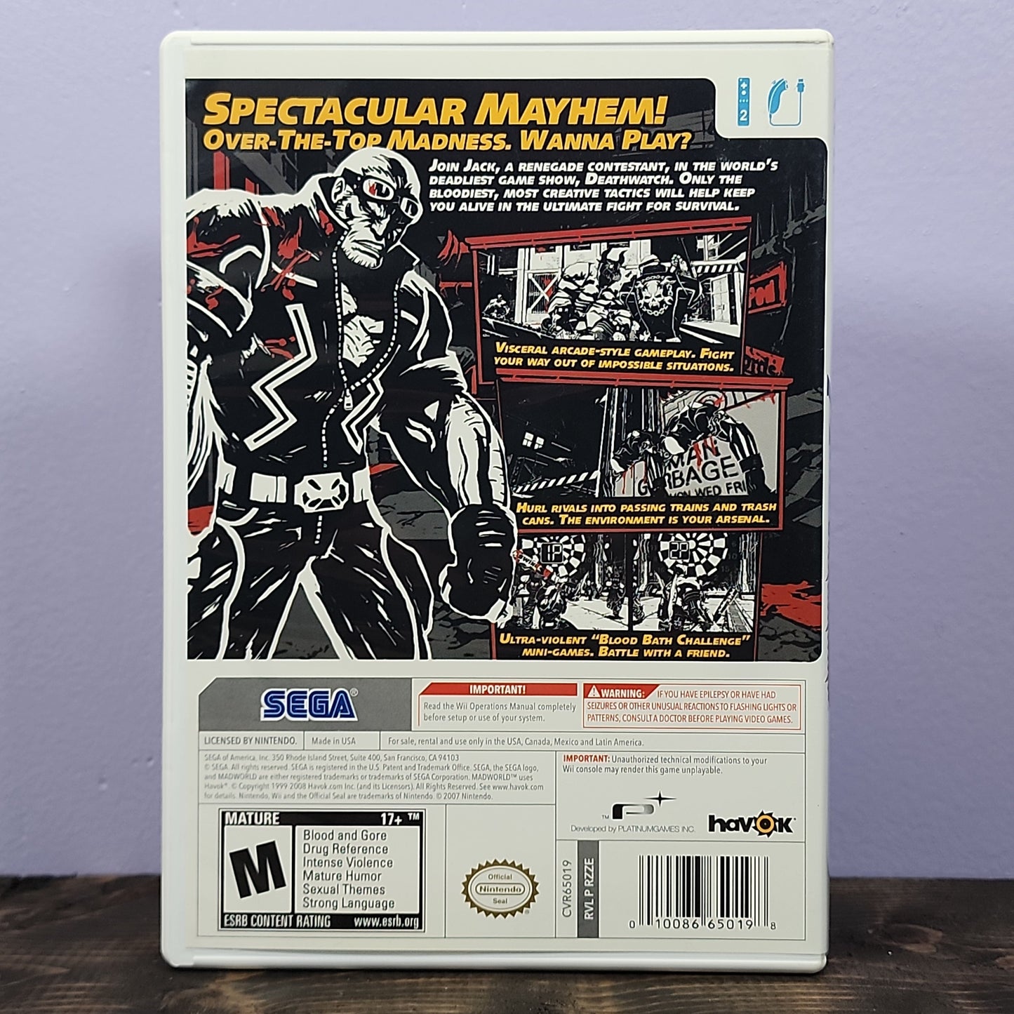 Nintendo Wii - MadWorld Retrograde Collectibles Action, Beat 'Em Up, CIB, M Rated, Nintendo Wii, PlatinumGames, Sega, Wii Preowned Video Game