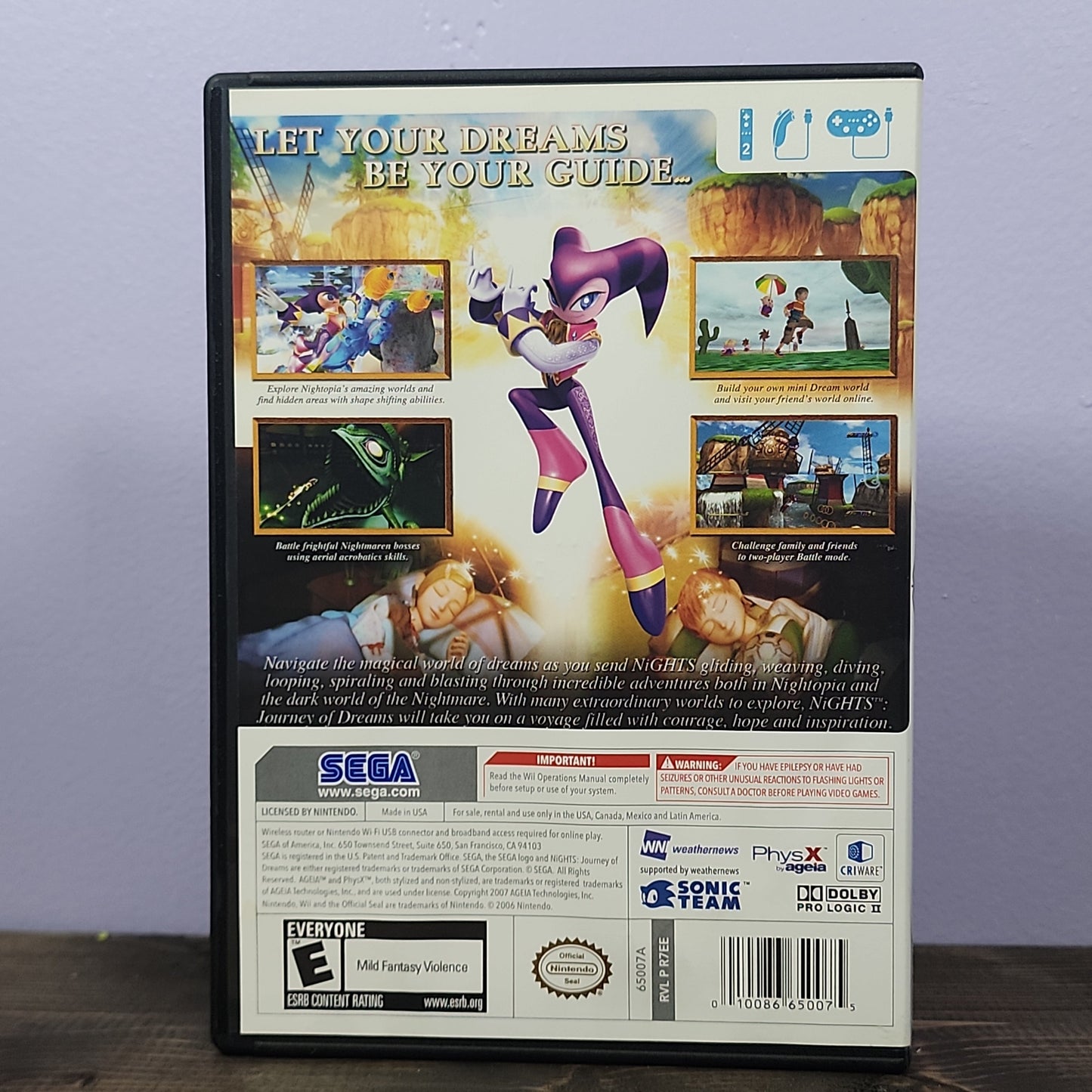 Nintendo Wii - Nights: Journey of Dreams Retrograde Collectibles 3D, Action, E Rated, Nights Series, Nintendo Wii, Platformer, SEGA, Sonic Team, Wii Preowned Video Game