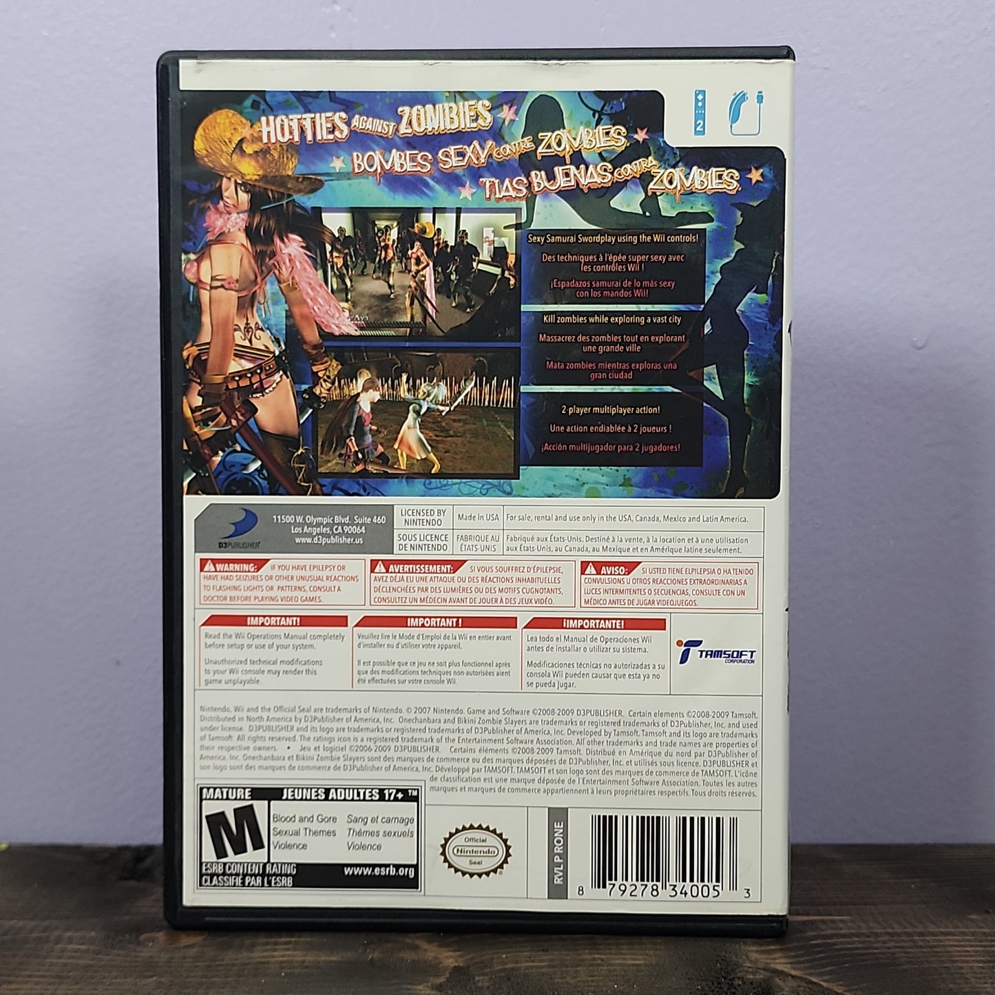 Nintendo Wii - Onechanbara: Bikini Zombie Slayers Retrograde Collectibles 2D, 3D, Action, Beat 'Em Up, M Rated, Multiplayer, Nintendo Wii, Singleplayer, Tamsoft, Wii Preowned Video Game