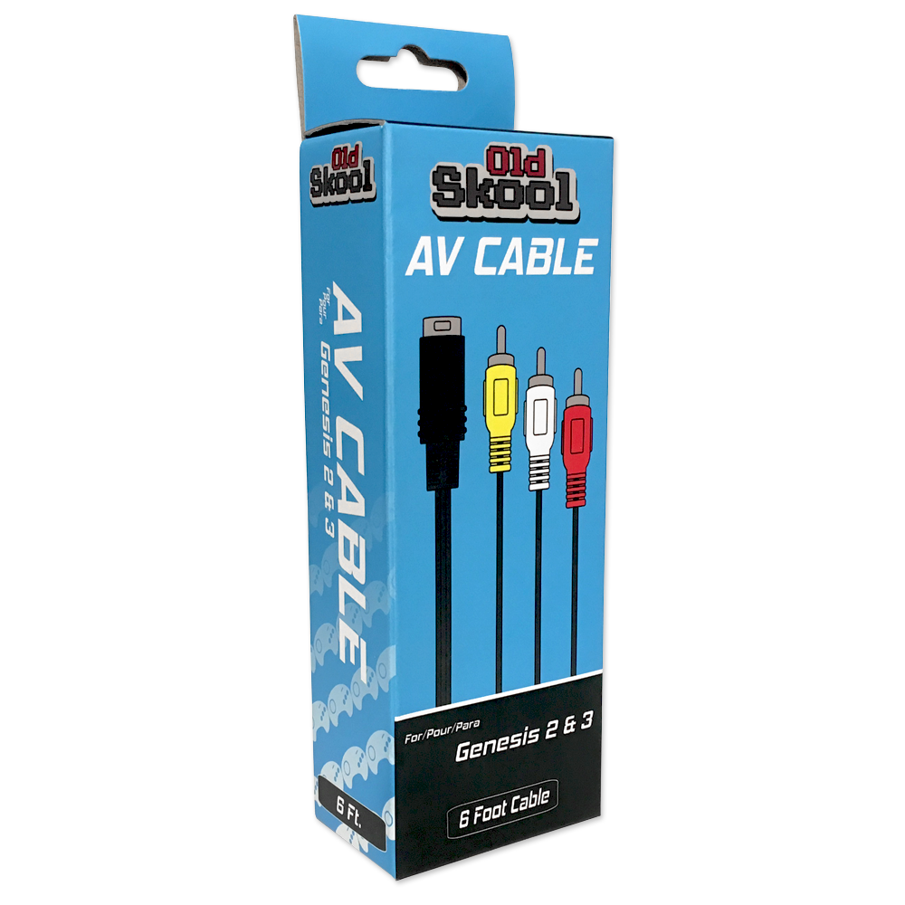 Old Skool | AV CABLE FOR SEGA GENESIS 2, 3, NOMAD, OR 32X | 6 FT CABLE Retrograde Collectibles Accessory, AV Cable, Cables, Genesis, Genesis 2, Genesis 3, Sega Cables