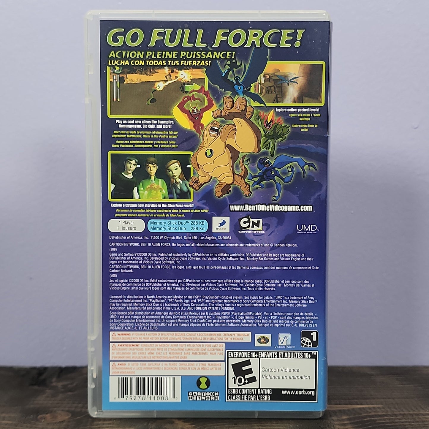 PSP - Ben 10 Alien Force Retrograde Collectibles Beat 'Em Up, Ben 10, CIB, D3Publisher, E10 Rated, Monkey Bar Games, Playstation Portable, PSP Preowned Video Game