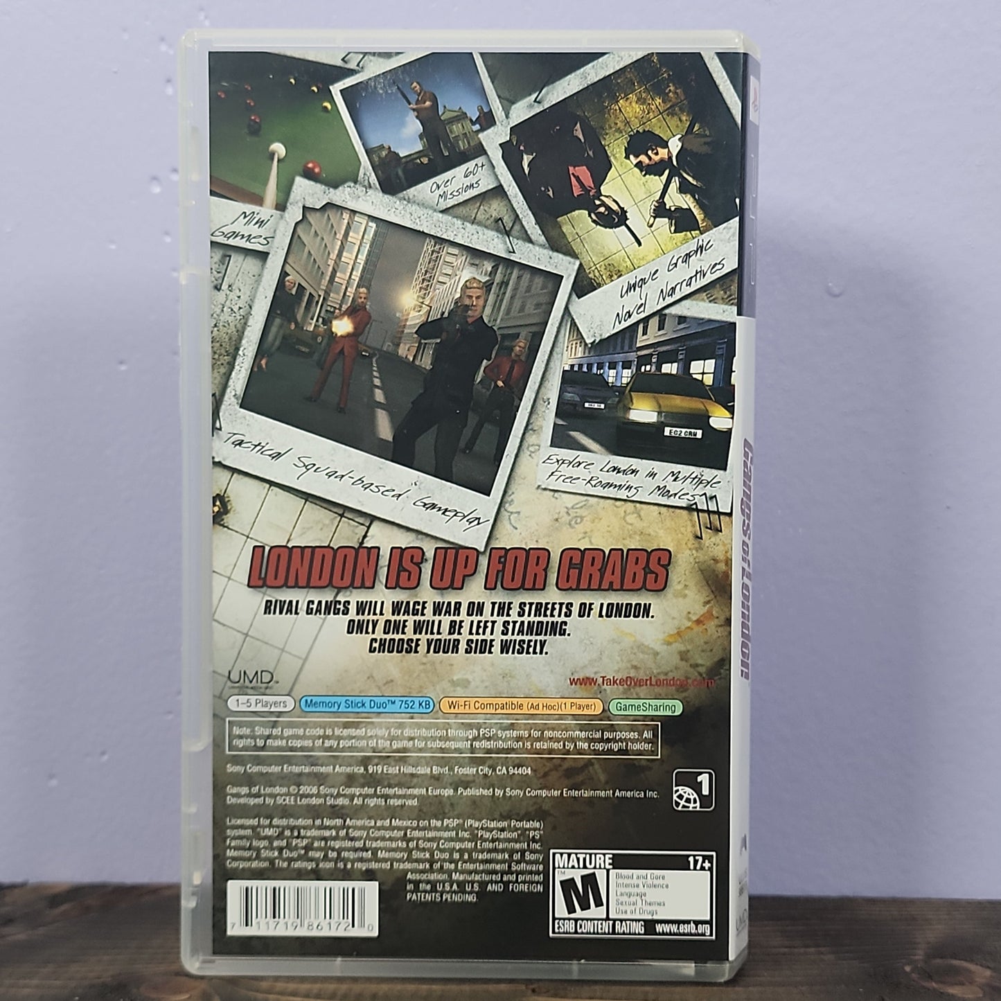 PSP - Gangs of London Retrograde Collectibles CIB, Crime, M Rated, Multiplayer, Playstation Portable, PSP Preowned Video Game