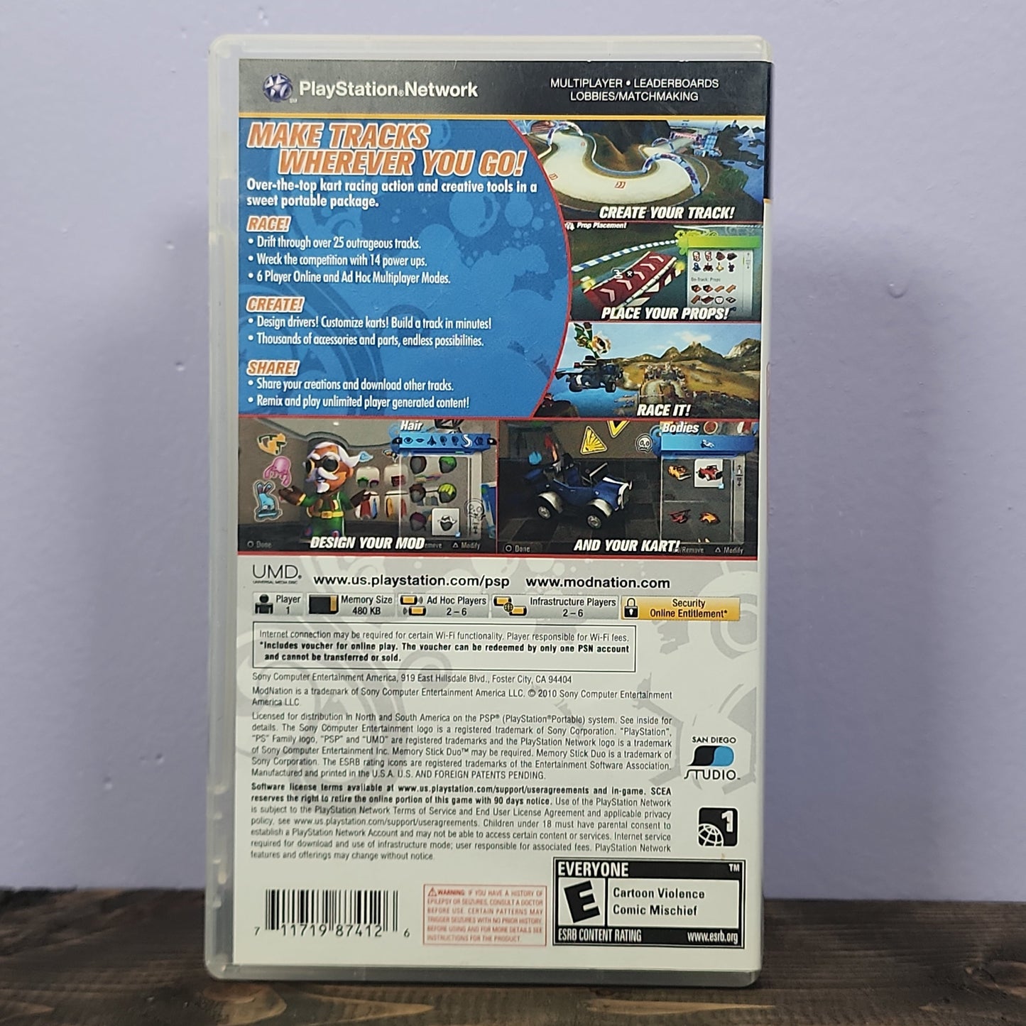 PSP - ModNation Racers Retrograde Collectibles CIB, E Rated, Kart Racer, Playstation Portable, PSP, Racing, Sony Preowned Video Game