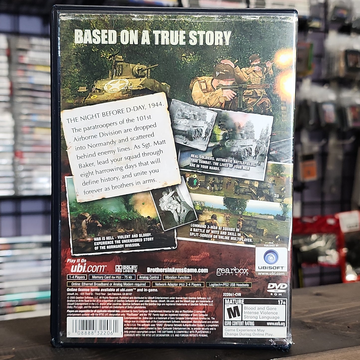 Playstation 2 - Brothers in Arms: Road to Hill 30 Retrograde Collectibles Brothers in Arms, CIB, First Person Shooter, FPS, Gearbox Software, Historical, Ubisoft, World War 2 Preowned Video Game