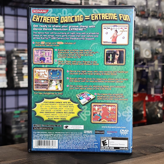 Playstation 2 - Dance Dance Revolution Extreme Retrograde Collectibles CIB, Dance Dance Revolution, Dance Pad Compatible, DDR, E Rated, EyeToy Compatible, KCET, Konami, Mu Preowned Video Game