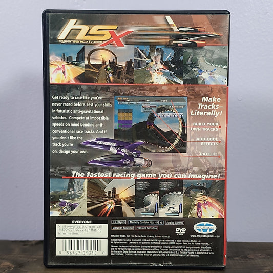 Playstation 2 - Hypersonic Xtreme Retrograde Collectibles Blade Interactive, CIB, E Rated, Future, Majecso, Playstation 2, PS2, Racing, Sci-Fi Preowned Video Game
