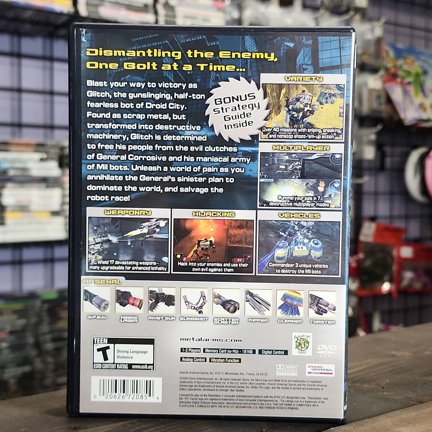 Playstation 2 - Metal Arms: Glitch in the System Retrograde Collectibles CIB, Metal Arms, Playstation 2, PS2, Shooter, Swingin Ape, T Rated, Third Person, Third Person Shoot Preowned Video Game