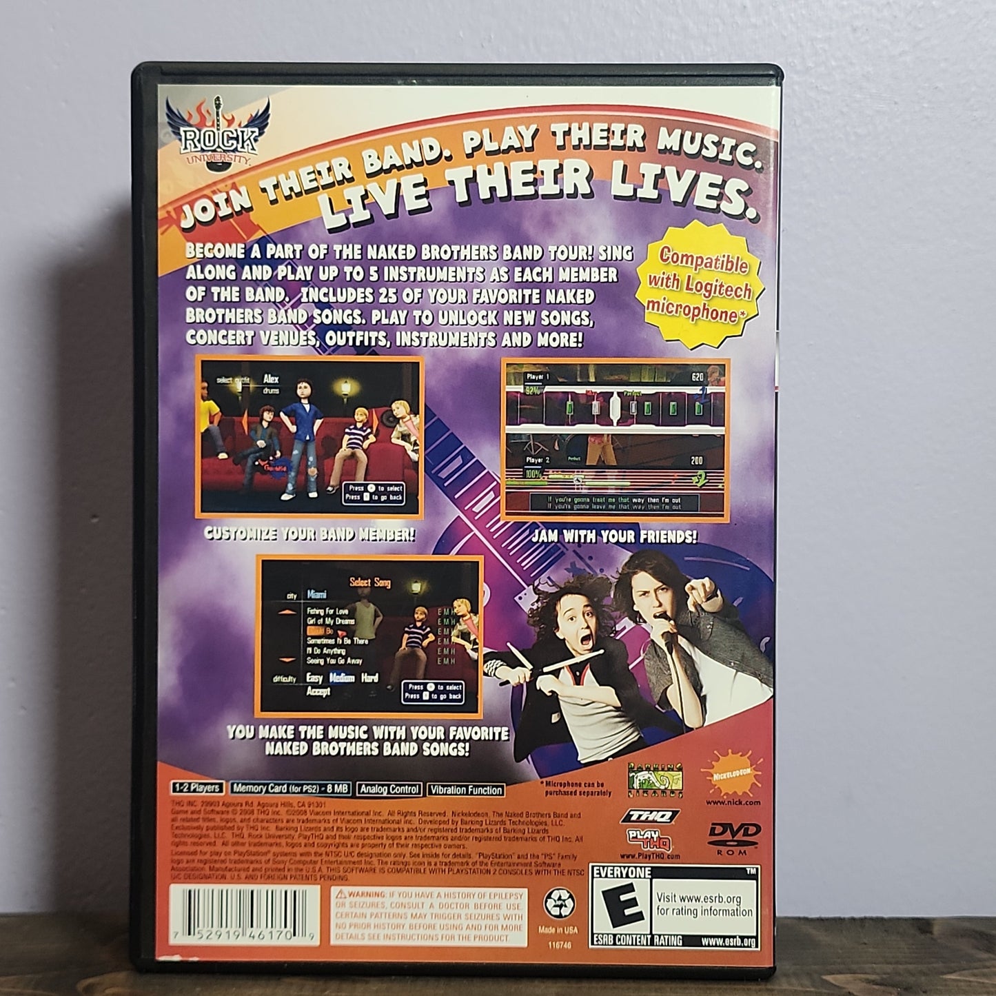 Playstation 2 - The Naked Brothers Band Retrograde Collectibles CIB, E Rated, Microphone Compatible, Music, Naked Brothers Band, Nickelodeon, Playstation 2, PS2, Rh Preowned Video Game