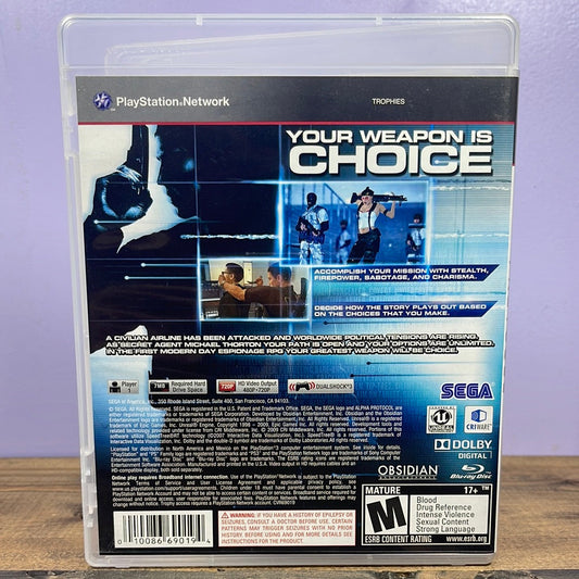 Playstation 3 - Alpha Protocol Retrograde Collectibles CIB, Espionage, M Rated, Obsidian, Playstation 3, PS3, RPG, Sega Preowned Video Game
