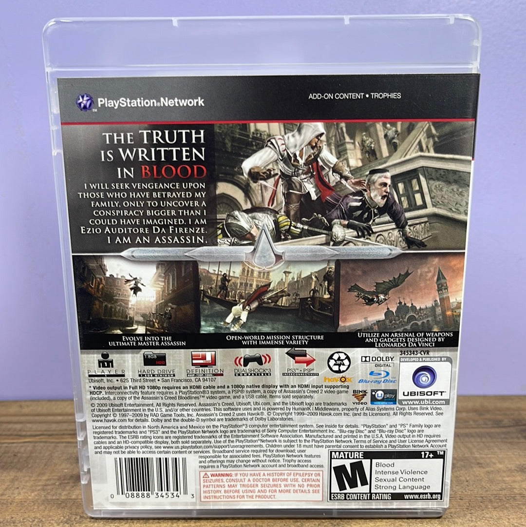 Playstation 3 - Assassin's Creed II Retrograde Collectibles Action, Adventure, Assassin, Assassin's Creed Series, CIB, Ezio, History, M Rated, Open World, Parko Preowned Video Game