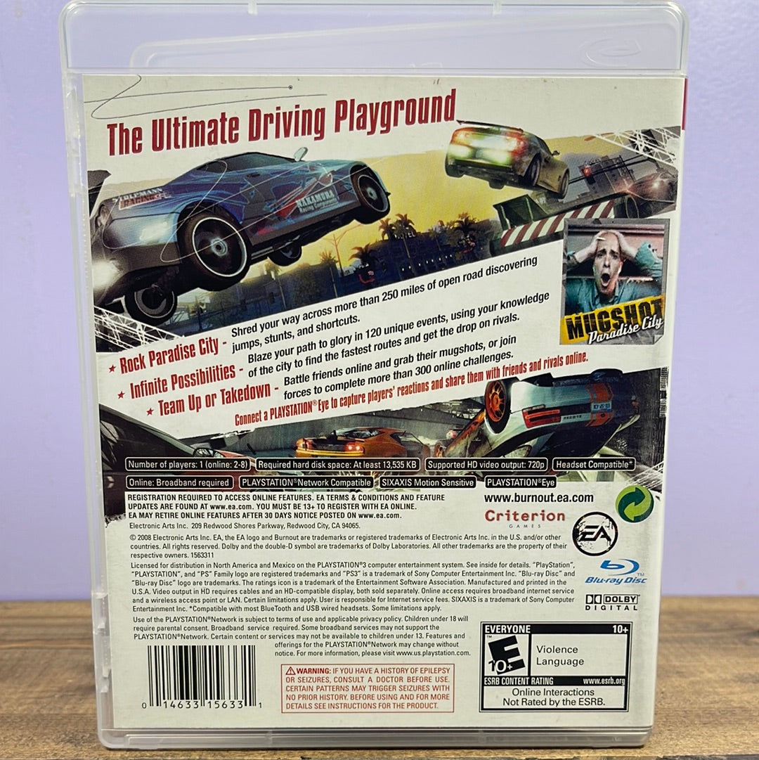 Playstation 3 - Burnout Paradise Retrograde Collectibles Action, Arcade, Automobile, Burnout Series, CIB, Criterion Games, Driving, E10 Rated, EA, Playstatio Preowned Video Game