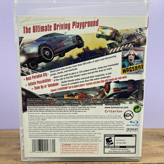 Playstation 3 - Burnout Paradise Retrograde Collectibles Action, Arcade, Automobile, Burnout Series, CIB, Criterion Games, Driving, E10 Rated, EA, Playstatio Preowned Video Game