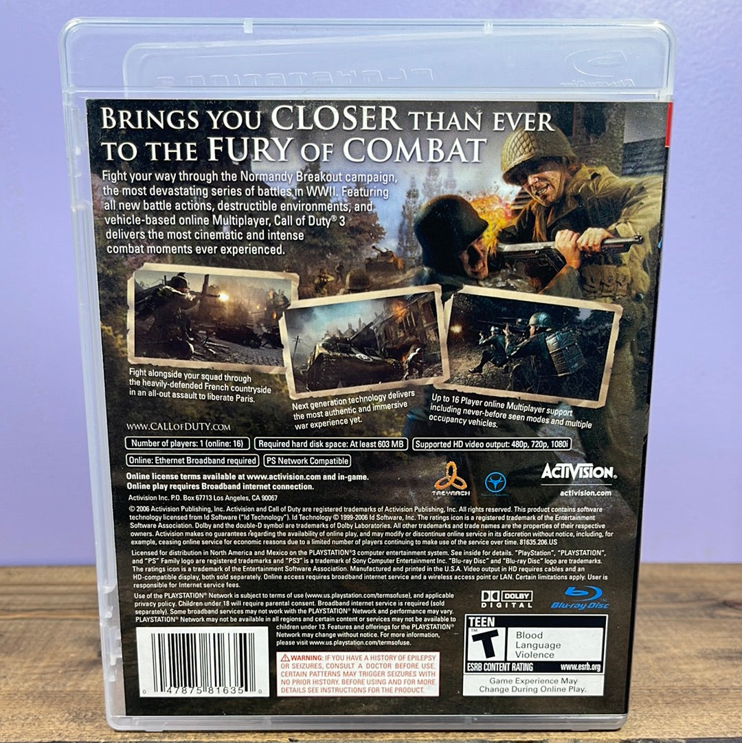 Playstation 3 - Call of Duty 3 Retrograde Collectibles Action, Activision, Adventure, Call of Duty Series, CIB, COD, First Person Shooter, FPS, History, Pl Preowned Video Game