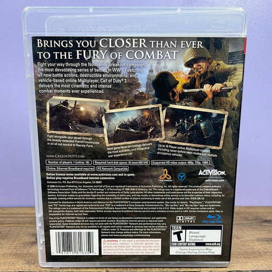 Playstation 3 - Call of Duty 3 Retrograde Collectibles Action, Activision, Adventure, Call of Duty Series, CIB, COD, First Person Shooter, FPS, History, Pl Preowned Video Game