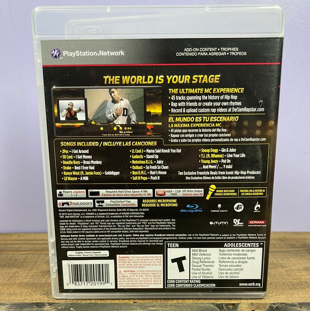 Playstation 3 - Def Jam Rapstar Retrograde Collectibles CIB, Def Jam, Hip Hop, Karaoke, Konami, Microphone Compatible, Music, Playstation 3, PS3, T Rated Preowned Video Game