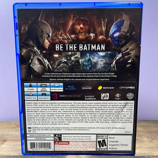 Playstation 4 - Batman: Arkham Knight Retrograde Collectibles Arkham Series, Batman, CIB, DC Comics, M Rated, Playstation 4, PS4, Rocksteady, Single Player, Warne Preowned Video Game 