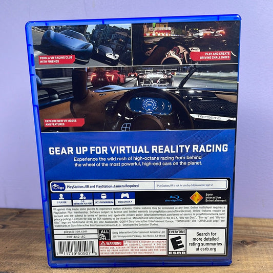Playstation 4 - Driveclub VR Retrograde Collectibles CIB, Driveclub VR, Driving, Playstation, Playstation 4, Playstation VR, PS4, Sony, Sony Interactive, Preowned Video Game