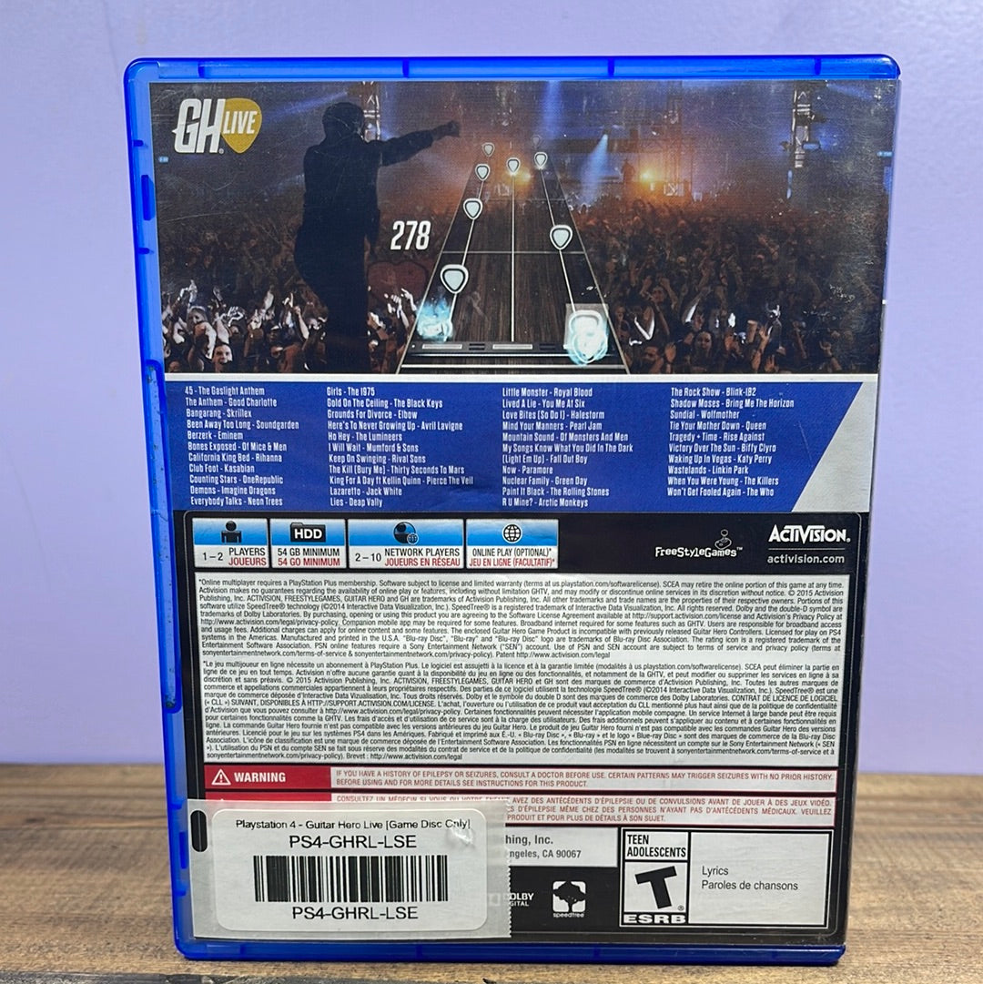 Playstation 4 - Guitar Hero Live [Game Disc Only] Retrograde Collectibles Activision, Defunct, Disc Only, FreeStyleGames, Guitar, Guitar Hero, Live, Loose, Playstation, Plays Preowned Video Game 