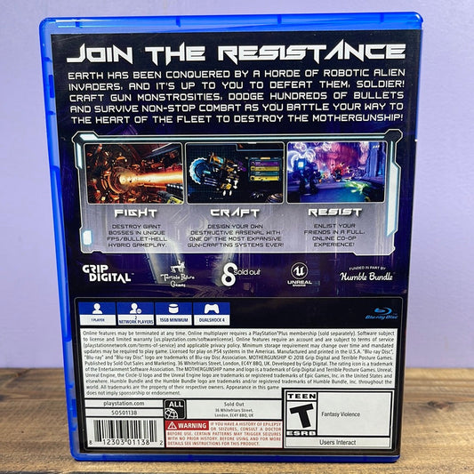 Playstation 4 - Mothergunship Retrograde Collectibles Bullet Hell, CIB, First Person Shooter, FPS, Mothergunship, Playstation, Playstation 4, PS4, Shooter Preowned Video Game
