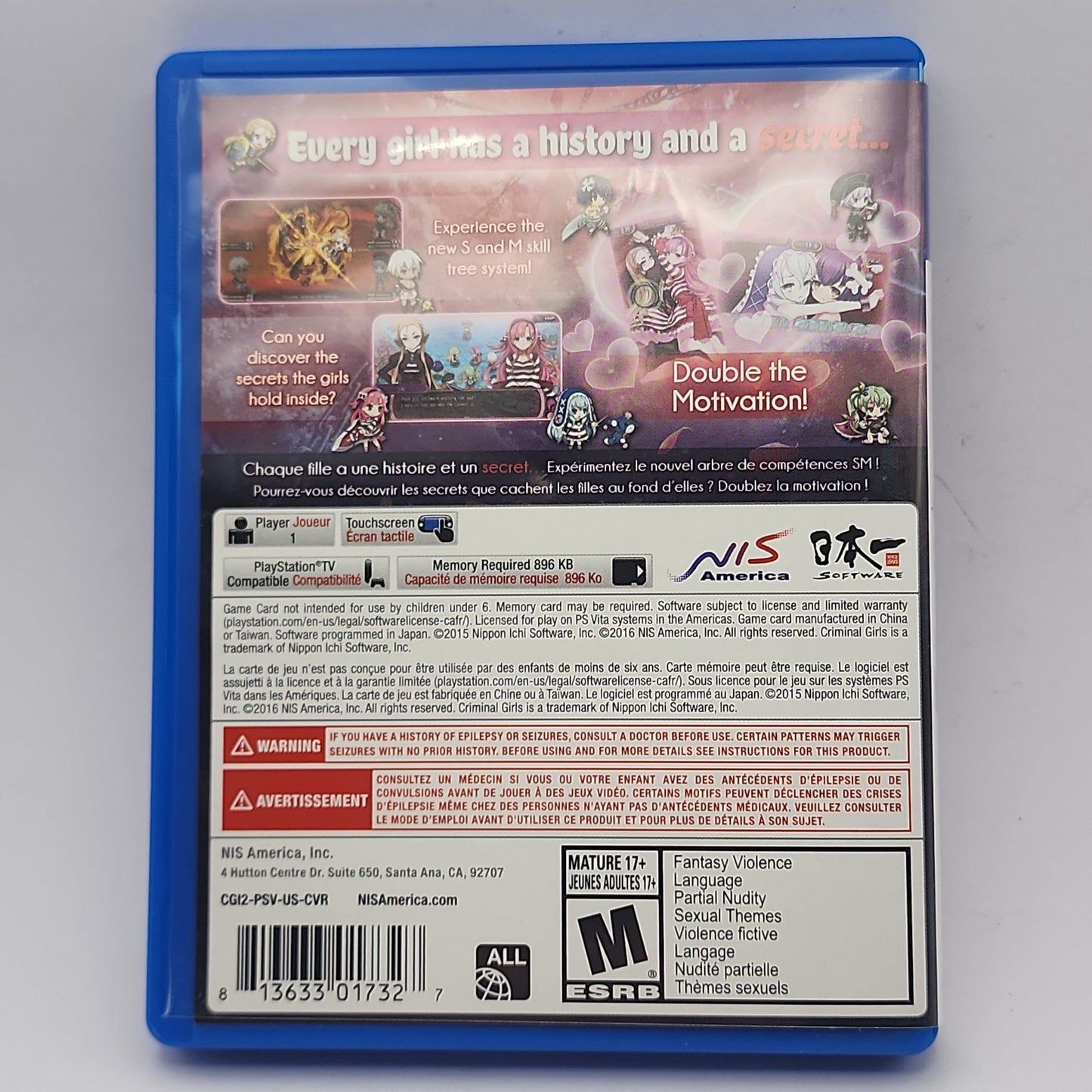 Playstation Vita - Criminal Girls 2: Party Favors Retrograde Collectibles anime, CIB, M Rated, Nippon Ichi Software, NIS America, playstation vita, PS Vita, RPG, vita, weeb Preowned Video Game