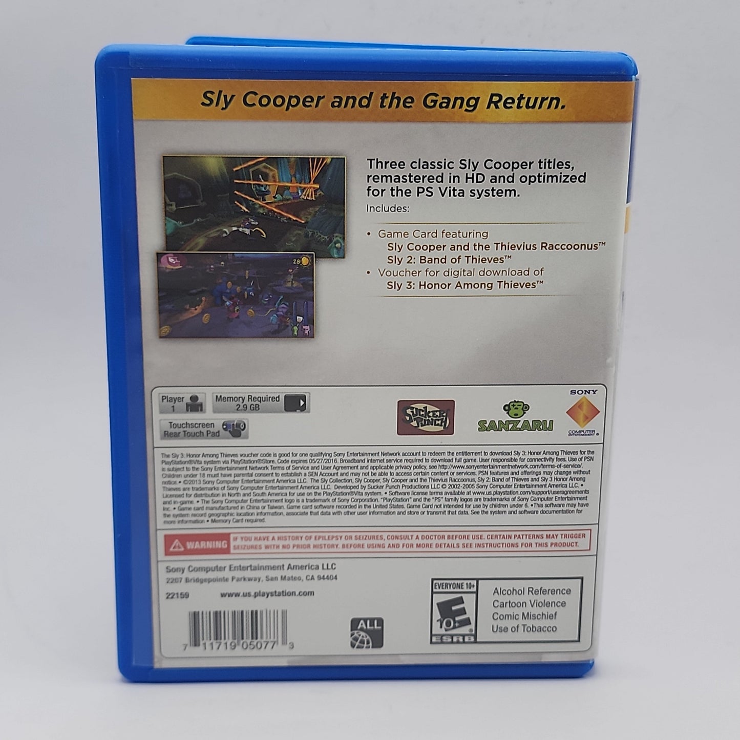 Playstation Vita - Sly Cooper Collection Retrograde Collectibles CIB, Compilation, E10 Rated, platformer, playstation vita, PS Vita, Sanzaru Games, SCEA, Sly Cooper, Preowned Video Game
