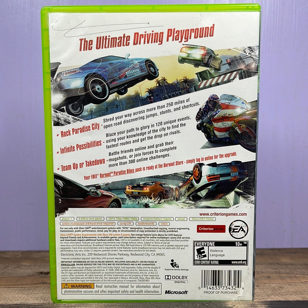 Xbox 360 - Burnout Paradise Retrograde Collectibles Action, Arcade, Automobile, Burnout Series, CIB, Criterion Games, Driving, E10 Rated, EA, Racing, Xb Preowned Video Game