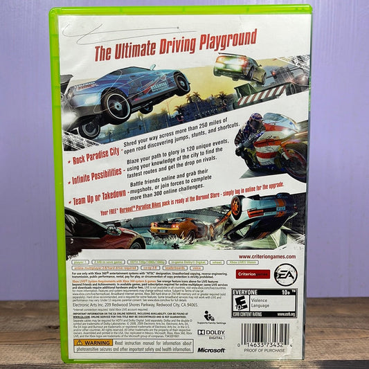 Xbox 360 - Burnout Paradise Retrograde Collectibles Action, Arcade, Automobile, Burnout Series, CIB, Criterion Games, Driving, E10 Rated, EA, Racing, Xb Preowned Video Game