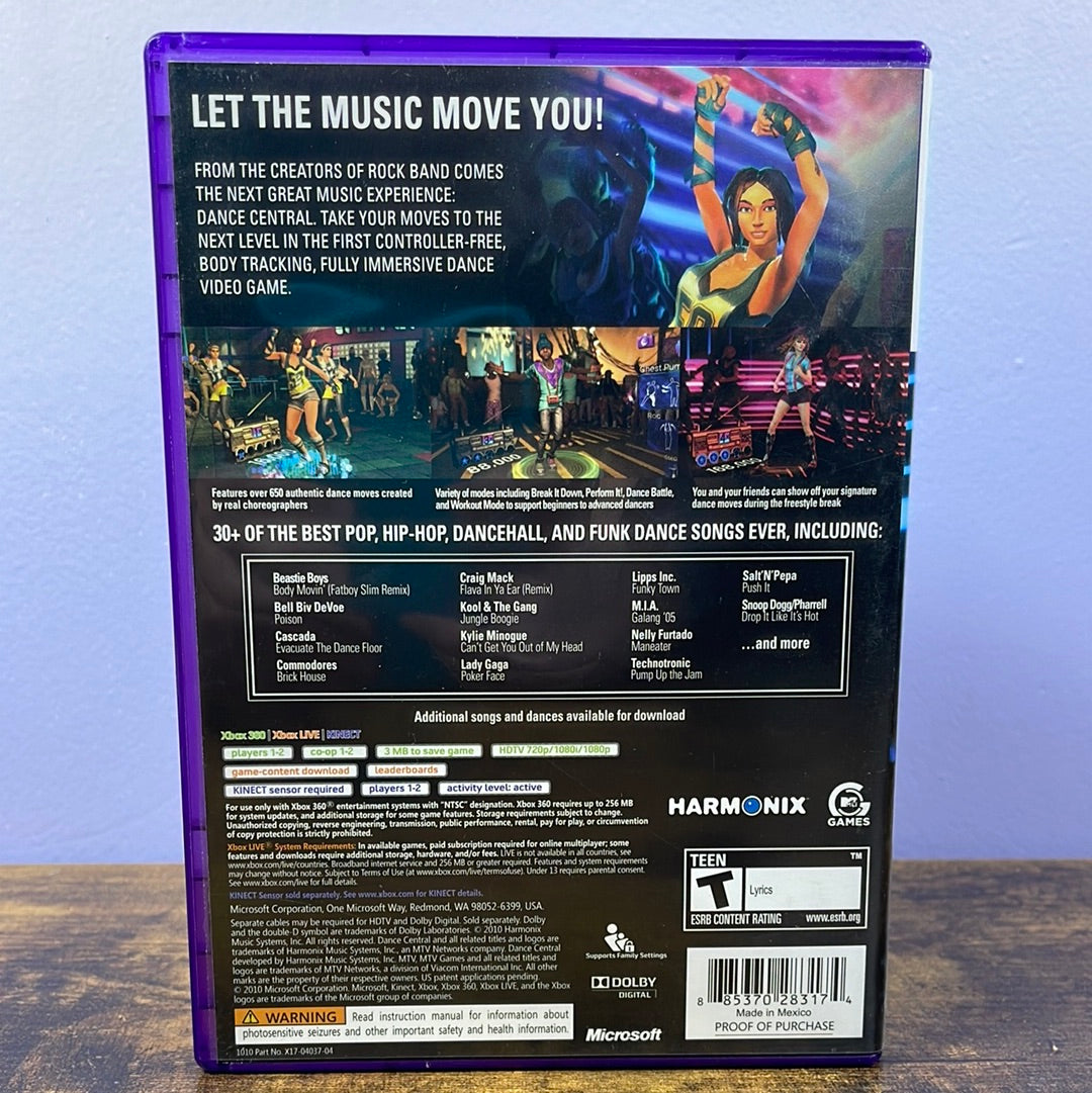 Xbox 360 - Dance Central Retrograde Collectibles CIB, Dance, Dance Central, Harmonix, Kinect, Microsoft, Music, T Rated, Xbox, Xbox 360 Preowned Video Game