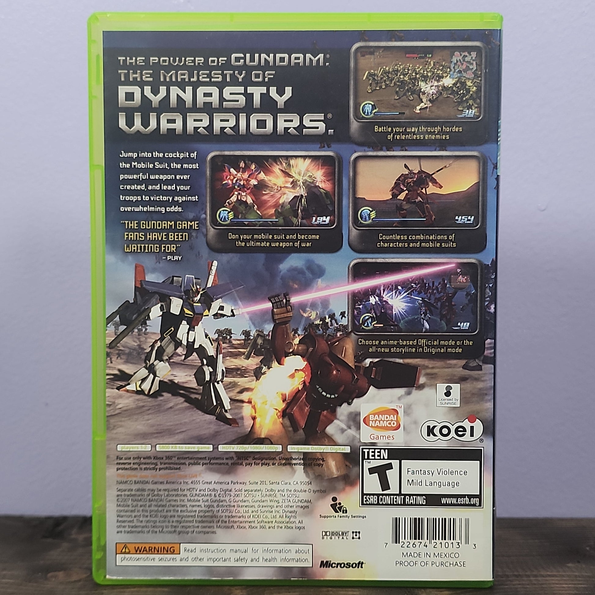 Xbox 360 - Dynasty Warriors: Gundam Retrograde Collectibles Action, Beat 'Em Up, CIB, Gundam, Hack and Slash, Koei, Mechs, Musou, T Rated, Warriors, Weeb, Xbox  Preowned Video Game