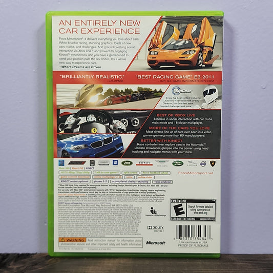 Xbox 360 - Forza Motorsport 4 Retrograde Collectibles Automobile Sim, CIB, Forza Series, Kinect Compatible, Microsoft Studios, Motorsport, Racing, Racing Preowned Video Game