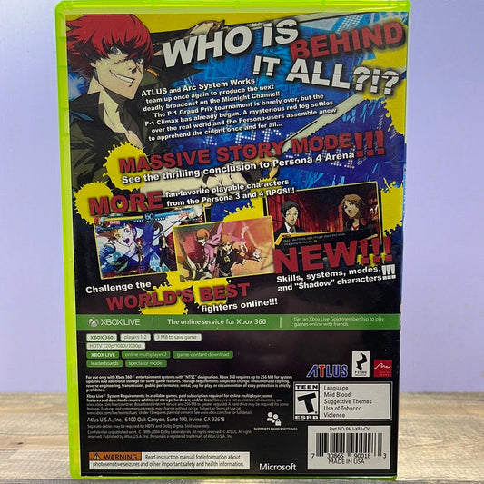 Xbox 360 - Persona 4 Arena Ultimax Retrograde Collectibles Action, Anime, Arc System Works, Atlus, CIB, Fighting, Multiplayer, Persona Series, T Rated, Weeb, X Preowned Video Game