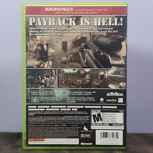 Xbox 360 - Soldier of Fortune Payback Retrograde Collectibles CIB, First Person Shooter, FPS, M Rated, Shooter, War, Xbox 360 Preowned Video Game