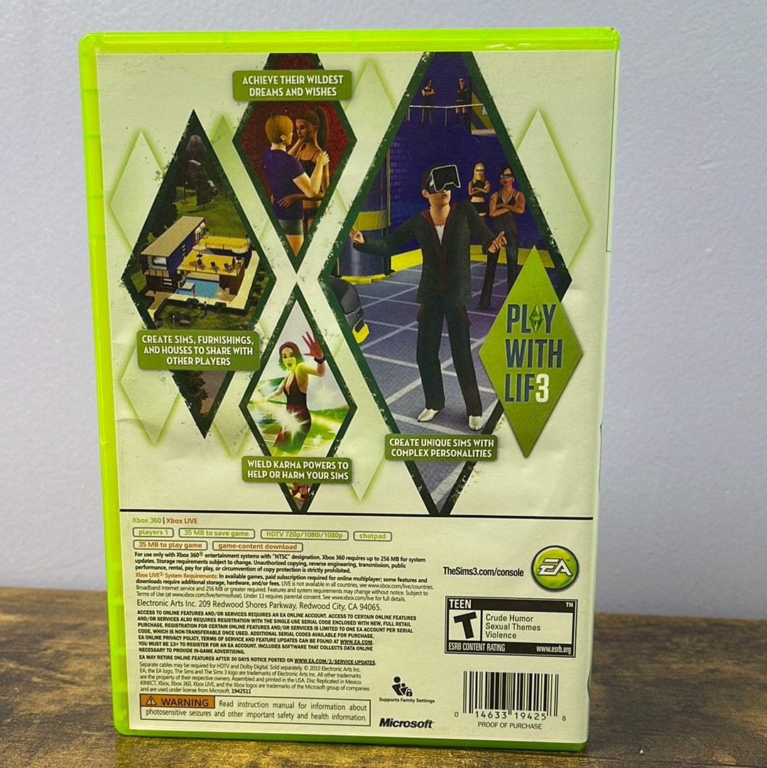 Xbox 360 - The Sims 3 Retrograde Collectibles CIB, EA, Simulation, T Rated, The Sims Series, Virtual Life, Xbox 360 Preowned Video Game