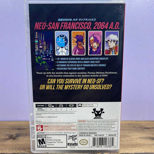NINTENDO SWITCH - 2064: READ ONLY MEMORIES INTEGRAL Retrograde Collectibles Adventure, CIB, Cyberpunk, Limited Run, MidBoss, Nintendo, Nintendo Switch, Single Player, Switch Preowned Video Game 