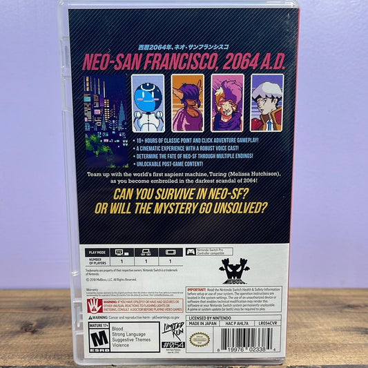 NINTENDO SWITCH - 2064: READ ONLY MEMORIES INTEGRAL Retrograde Collectibles Adventure, CIB, Cyberpunk, Limited Run, MidBoss, Nintendo, Nintendo Switch, Single Player, Switch Preowned Video Game
