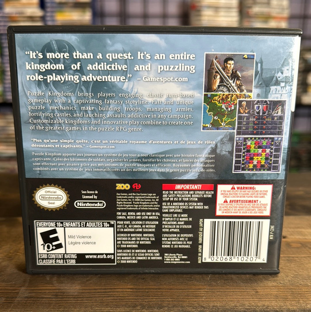 Nintendo DS - Puzzle Kingdoms Retrograde Collectibles CIB, DS, E10 Rated, Infinite Interactive, Nintendo DS, Puzzle, Puzzle Kingdom, RPG, Zoo Games Preowned Video Game 