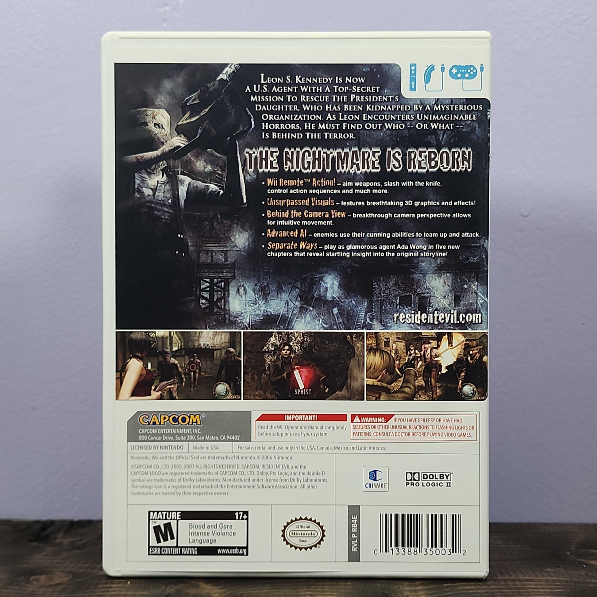 Nintendo Wii - Resident Evil 4: Wii Edition Retrograde Collectibles Action, Adventure, Capcom, CIB, Horror, M Rated, Nintendo Wii, Resident Evil Series, Survival, Third Preowned Video Game 