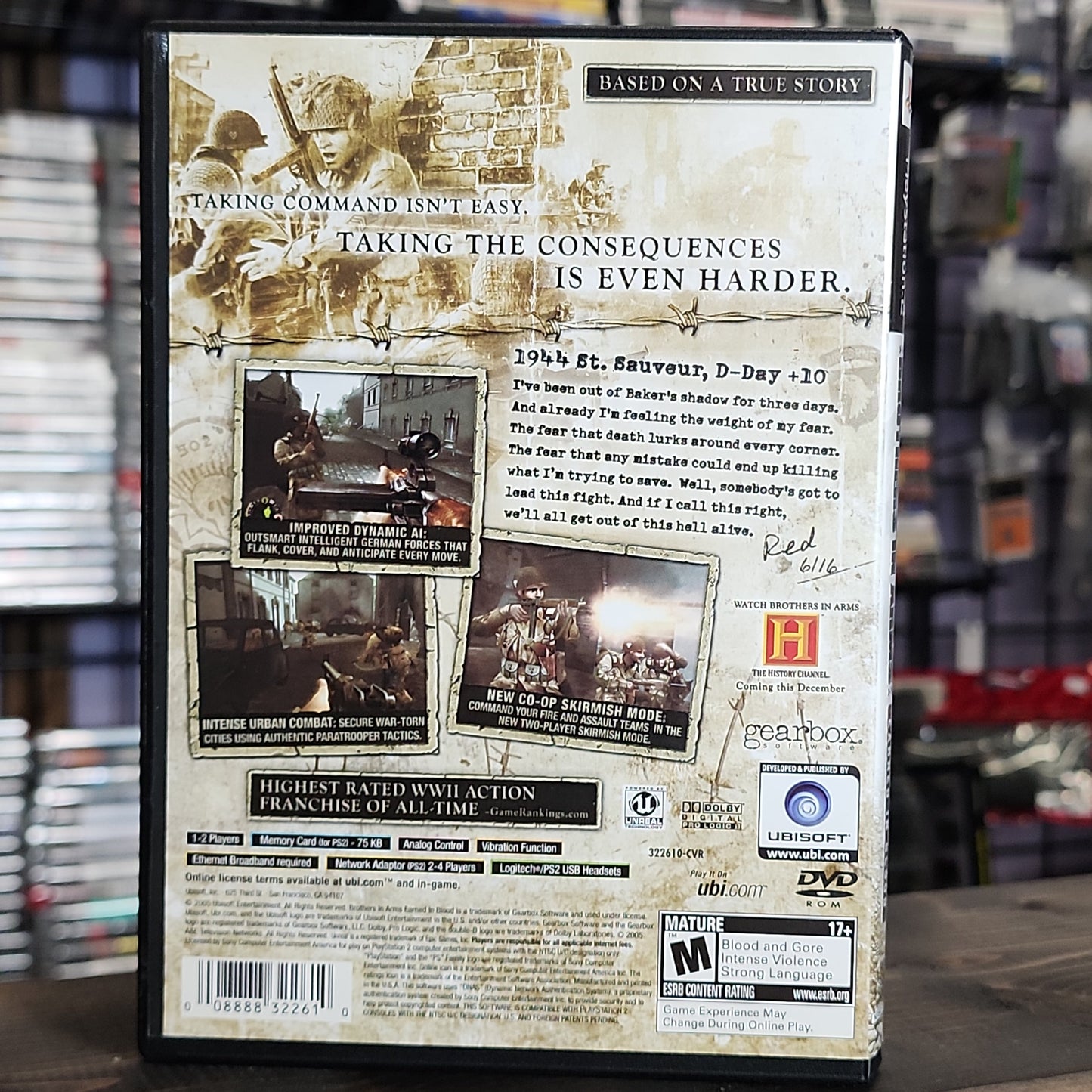 Playstation 2 - Brothers in Arms: Earned in Blood Retrograde Collectibles Brothers in Arms, CIB, First Person Shooter, FPS, Gearbox Software, M Rated, Military, Playstation 2 Preowned Video Game 