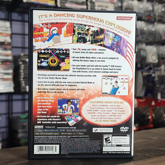 Playstation 2 - Dance Dance Revolution Supernova Retrograde Collectibles CIB, Dance Dance Revolution, Dance Pad Compatible, Dancing, DDR, E10 Rated, EyeToy Compatible, Konam Preowned Video Game