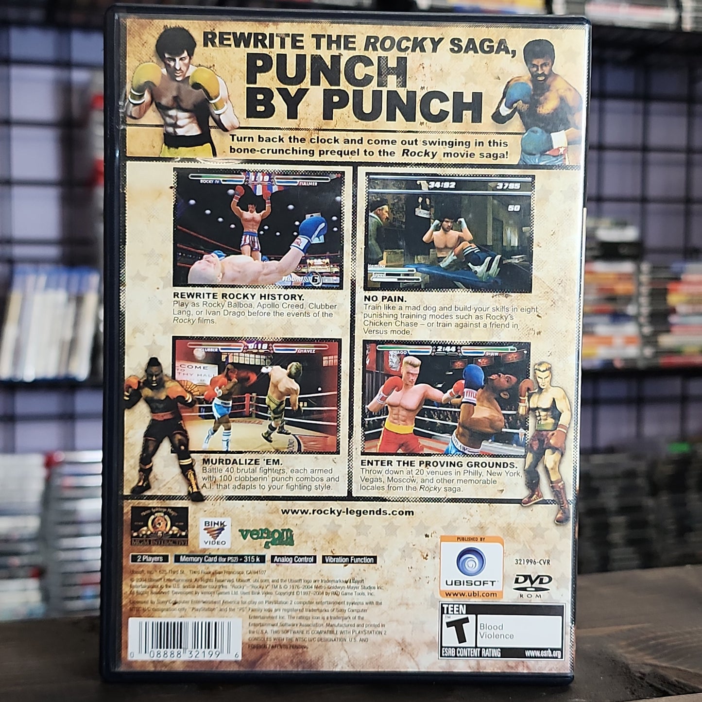 Playstation 2 - Rocky Legends Retrograde Collectibles Boxing, CIB, Movie Tie-In, Playstation 2, PS2, Rocky, Sports, T Rated, Ubisoft, Venom Games Preowned Video Game 