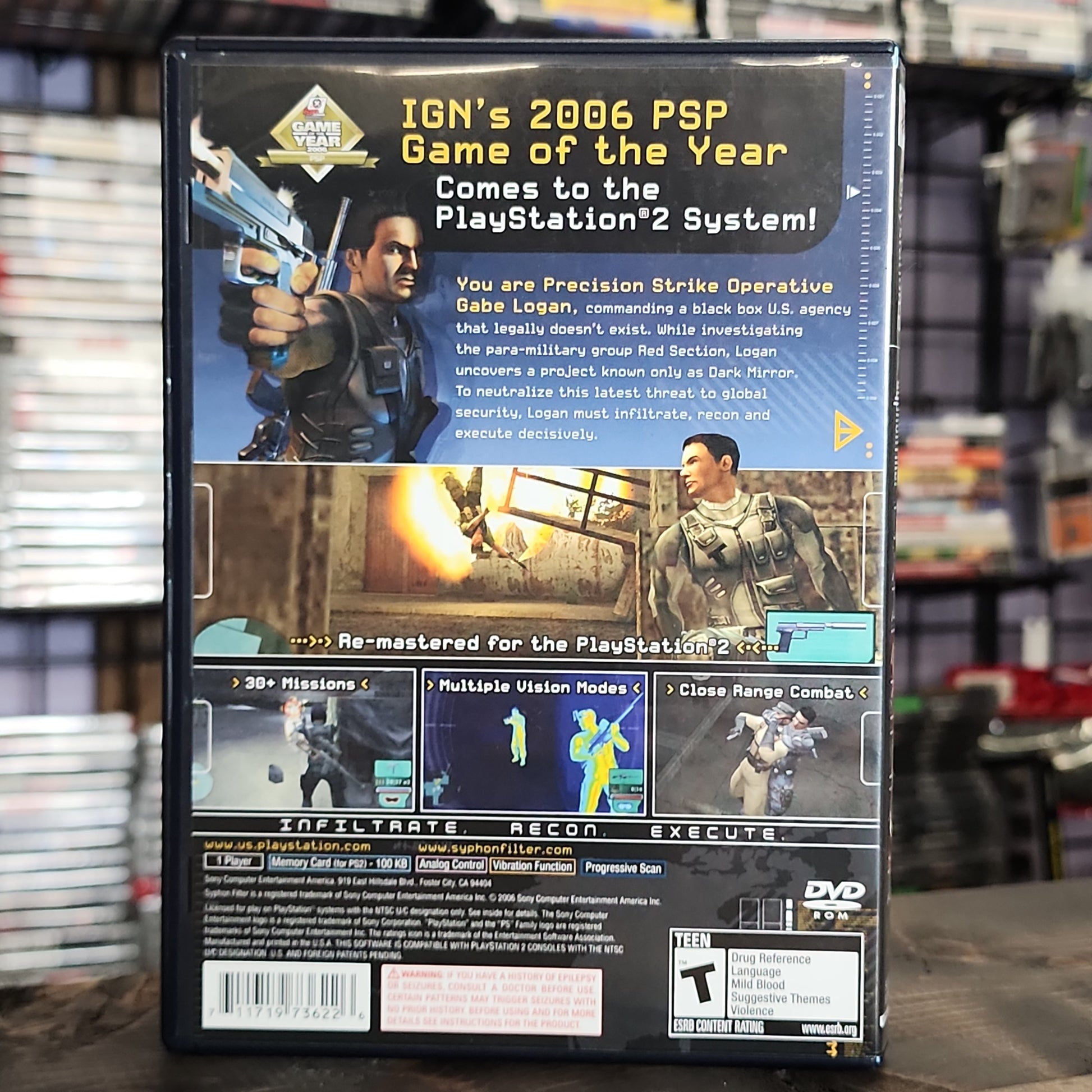 Playstation 2 - Syphon Filter: Dark Mirror Retrograde Collectibles CIB, SCEA, Shooter, Sony Bend, Syphon Filter, T Rated, Tactical, Third Person, Third Person Shooter Preowned Video Game 