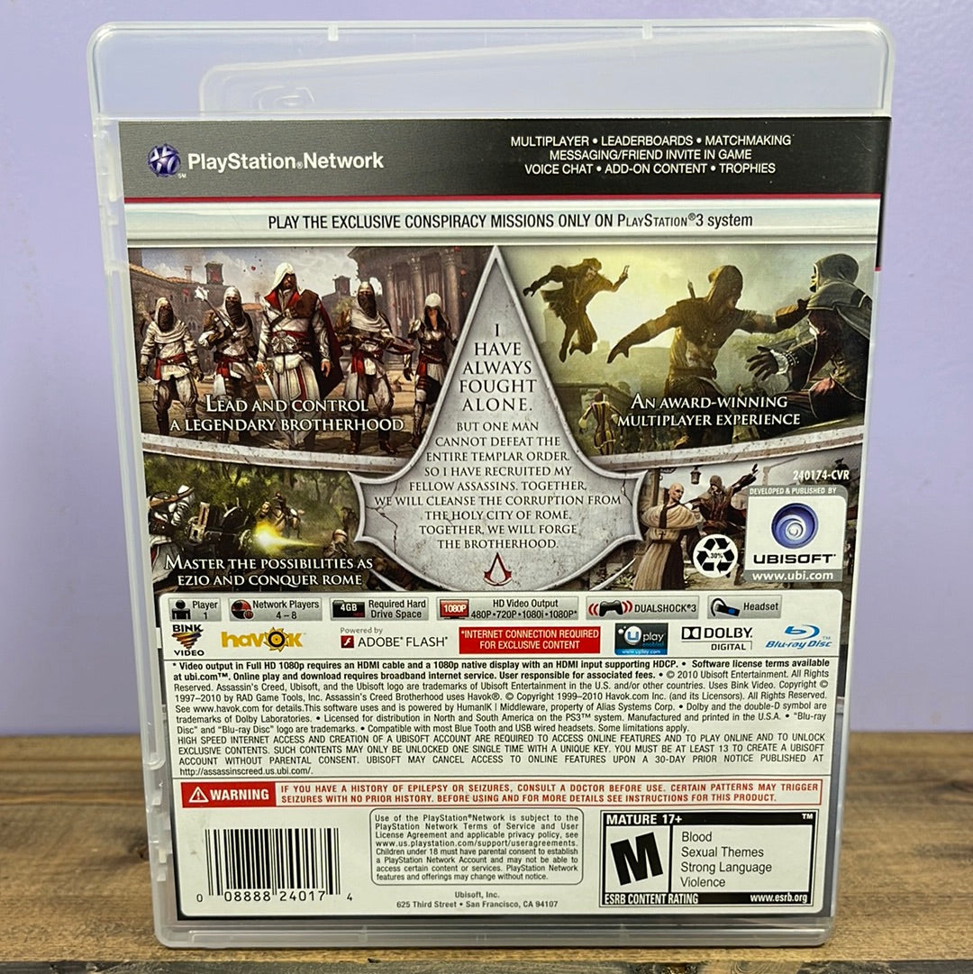Playstation 3 - Assassin's Creed: Brotherhood Retrograde Collectibles Action, Adventure, Assassin, Assassin's Creed Series, CIB, Ezio, History, M Rated, Open World, Parko Preowned Video Game 