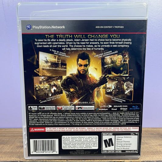 Playstation 3 - Deus Ex: Human Revolution Retrograde Collectibles Action, Adam Jensen, CIB, Cyberpunk, Deus Ex Series, Eidos, Eidos Montreal, FPS, M Rated, Playstatio Preowned Video Game 