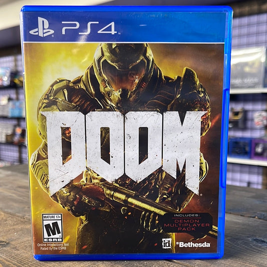 Playstation 4 - DOOM Retrograde Collectibles Action, Bethesda, CIB, Demons, DOOM, First Person Shooter, FPS, Gore, id Software, Metal, Mick Gordo Preowned Video Game 