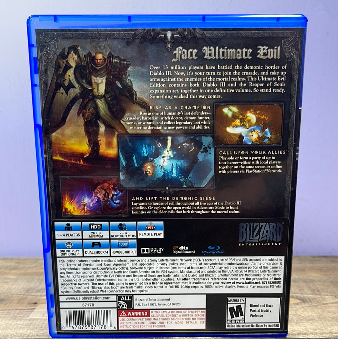 Playstation 4 - Diablo III: Reaper of Souls [Ultimate Evil Edition] Retrograde Collectibles Action RPG, Blizzard, CIB, Diablo Series, Horror, M Rated, Playstation 4, PS4, RPG Preowned Video Game 