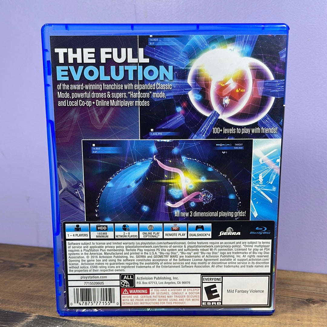 Playstation 4 - Geometry Wars 3 Dimensions Evolved Retrograde Collectibles Action, Activision, CIB, Playstation, Playstation 4, PS4, Shooter, Sierra Preowned Video Game 